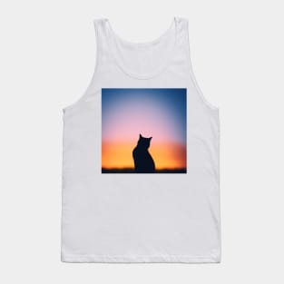 Black Cat Silhouette Tank Top